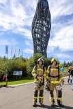 Von links: Tobias Tönig und Florian Unterlercher vom Stairrun Team Hopfgarten aus Tirol beim Turmlauf am Pyramidenkogel. Die beiden österreichischen Feuerwehrmänner bewältigten im Feuerwehr-Bewerb die 441 Stufen auf den Aussichtsturm in voller Feuerwehrausrüstung und mit Atemschutz.

Keywords: Pyramidenkogel, Turmlauf, KLC, Tobias Tönig, Florian Unterlercher, Stairrun Team Hopfgarten, Tirol, Feuerwehr, Feuerwehrbewerb, Atemschutz, Feuerwehrausrüstung, 441 Stufen, Aussichtsturm, Keutschach am See, Kärnten, Wörthersee, Treppenlauf, Sport, Laufveranstaltung