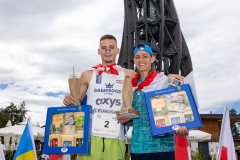 Die Sieger des Pyramidenkogel-Turmlaufs 2026: Ivan Vuletić und Tea Faber nach dem Bewerb am Aussichtsturm am Sonntag, 13. September 2026.

Keywords: Ivan Vuletić, Tea Faber, Pyramidenkogel, Turmlauf, Sieger, Siegerin, KLC, Aussichtsturm, Keutschach am See, Kärnten, Wörthersee, Treppenlauf
